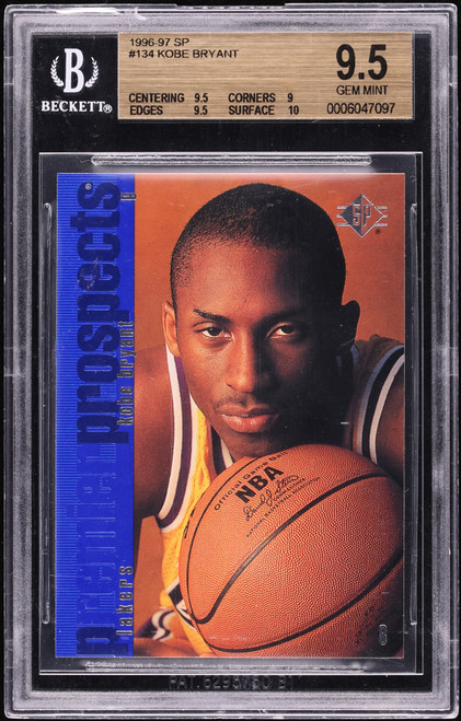 1996 SP Basketball Kobe Bryant ROOKIE #134 BGS 9.5 GEM MINT (9.5/9/9.5/10) front