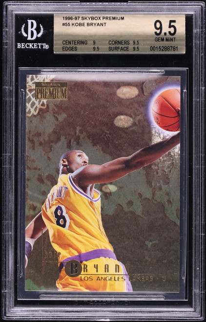 1996 Skybox Premium Kobe Bryant ROOKIE #55 BGS 9.5 GEM MINT (9/9.5/9.5/9.5) front