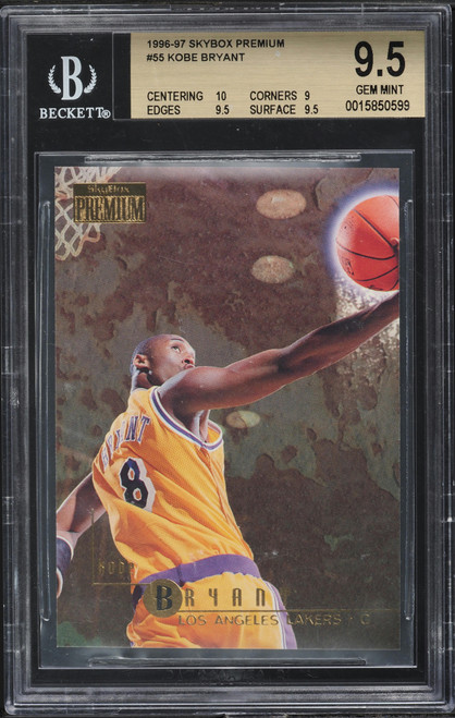 1996 Skybox Premium Kobe Bryant ROOKIE #55 BGS 9.5 GEM MINT (10/9/9.5/9.5) front