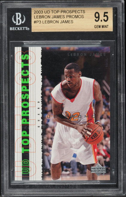 2003 Upper Deck Top Prospects Promo LeBron James ROOKIE #P3 BGS 9.5 GEM MINT (Cert 0002624682) front