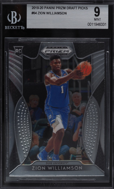 2019 Panini Prizm Draft Zion Williamson ROOKIE RC #64 BGS 9 MINT (Cert 0011946331) front
