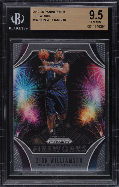 2019 Prizm Fireworks Zion Williamson Rookie RC BGS 9.5 Gem Mint (Cert 0011946394) front