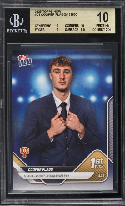 2025 Topps Now Cooper Flagg ROOKIE #D1 BGS 10 PRISTINE (10/10/10/9.5) front