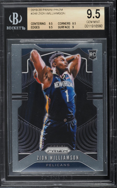 2019 Panini Prizm Zion Williamson ROOKIE #248 BGS 9.5 GEM MINT (9.5/9.5/9.5/9) front