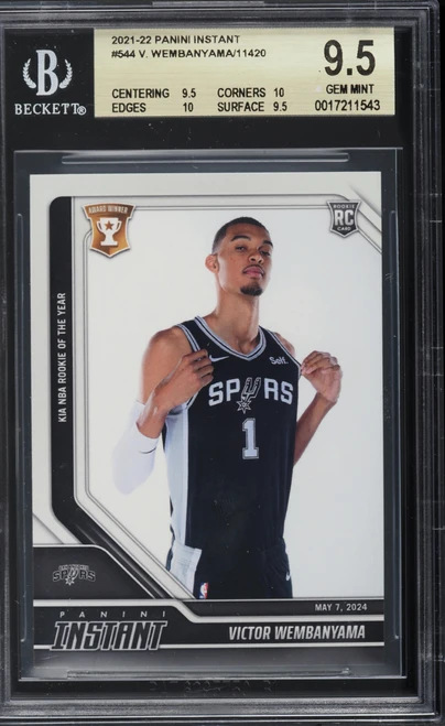 2023 Panini Instant Victor Wembanyama ROOKIE #544 BGS 9.5 GEM MINT (9.5/10/10/9.5) front