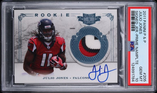 2011 Panini Plates & Patches Prime Name Plate Julio Jones ROOKIE PATCH AUTO /25 #205 PSA 10 GEM MINT