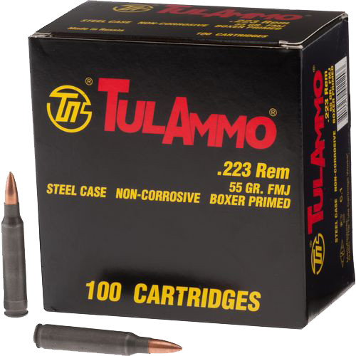 Tulammo TA223100 Rifle  223 Rem/5.56 NATO 55 GR Full Metal Jacket (FMJ) 100 Bx/ 10 Cs