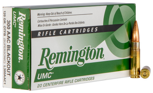 Remington Ammunition L300AAC1 UMC  300 AAC Blackout 120 GR Open Tip Flat Base (OTFB) 20 Bx/ 10 Cs