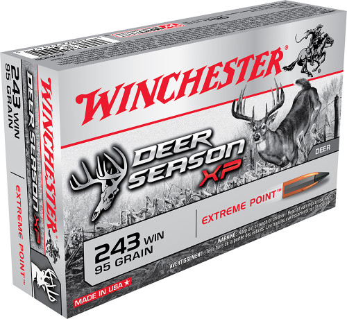 Winchester Ammo X243DS Deer Season XP  243 Winchester 95 GR Extreme Point 20 Bx/ 10 Cs