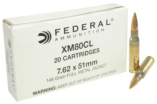 Federal XM80CL American Eagle XM 7.62x51mm NATO 149 GR Full Metal Jacket (FMJ) 20 Bx/ 25 Cs
