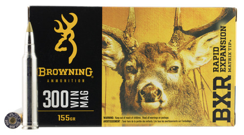 Browning Ammo B192103001 BXR  300 Win Mag 155 GR Matrix Tip 20 Bx/ 10 Cs