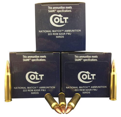 Colt Ammo 223R62FMJCT National Match  223 Rem/5.56NATO 62 GR Full Metal Jacket 50 Bx/ 20 Cs