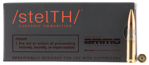 Ammo Inc 300B220HPBT Stelth  300 AAC Blackout/Whisper (7.62x35mm) 220 GR Boat Tail Hollow Point (BTHP) 20 Bx/ 10 Cs