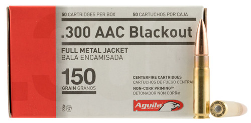 Aguila 1E300110 Rifle  300 AAC Blackout 150 GR Full Metal Jacket Boat (FMJ) 50 Bx/ 20 Cs
