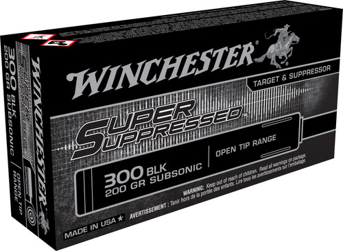 Winchester Ammo SUP300BLK Super Suppressed  300 AAC Blackout 200 GR Open Tip Range 20 Bx/ 10 Cs