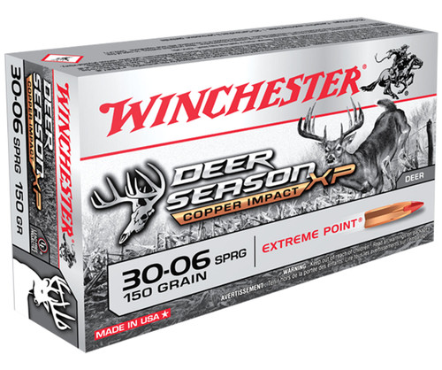 Winchester Ammo X3006DSLF Deer Season XP Copper Impact 30-06 Springfield 150 GR Copper Extreme Point 20 Bx/ 10 Cs