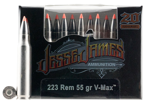 Ammo Inc 23055VMXJJ20 Jesse James Black Label 223 Rem/5.56NATO 55 GR V-Max 20 Bx/ 10 Cs