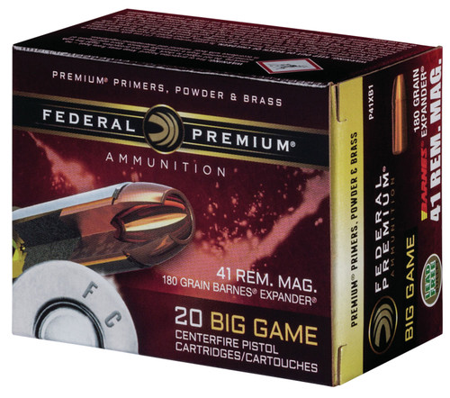 Federal P41XB1 Premium  41 Rem Mag 180 GR Barnes Expander BRX 20 Bx/ 10 Cs