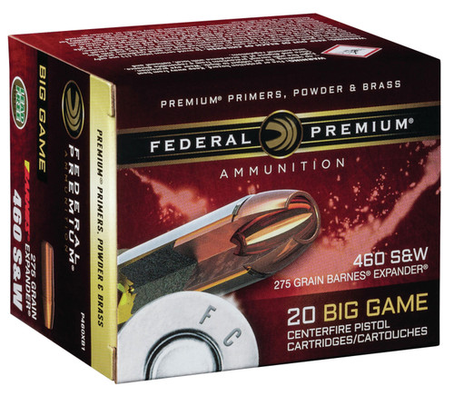 Federal P460XB1 Premium  460 S&W Mag 275 GR Barnes Expander BRX 20 Bx/ 10 Cs