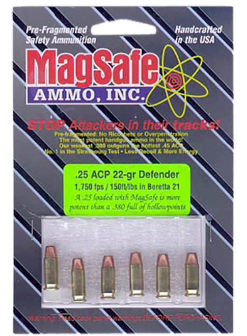 Magsafe 25D 25ACP +P Pre-Fragmented Bullet 22 GR 10 Rds