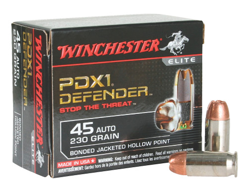 Winchester Ammo S45PDB Defender  45 ACP 230 GR Bonded Jacket Hollow Point 20 Bx/ 10 Cs