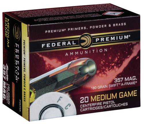 Federal P357SA Premium  357 Mag 180 GR Swift A-Frame (SWFR) 20 Bx/ 10 Cs