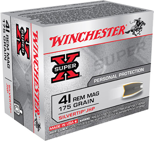 Winchester Ammo X41MSTHP2 Super-X  41 Rem Mag 175 GR Silvertip Hollow Point 20 Bx/ 10 Cs
