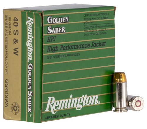 Remington Ammunition GS40SWA Golden Saber  40 S&W 165 GR Brass Jacket Hollow Point (BJHP) 25 Bx/ 20 Cs