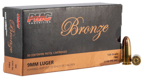 PMC 9G Bronze  9mm Luger 124 GR Full Metal Jacket (FMJ) 50 Bx/ 20 Cs