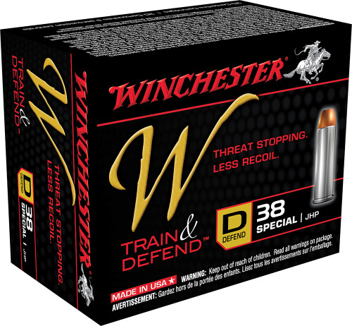 Winchester Ammo W38SPLD W Train And Defend  38 Special 130 GR Jacketed Hollow Point (JHP) 20 Bx/ 10 Cs