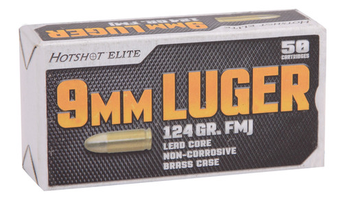 CIA AM1905 Hotshot 9mm Luger 124 GR Full Metal Jacket 50Bx/20Cs