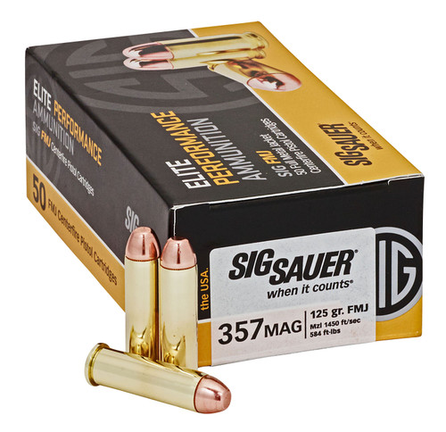 Sig Sauer E357MB50 Elite Ball  357 Mag 125 GR Full Metal Jacket (FMJ) 50 Bx/ 20 Cs