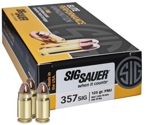 Sig Sauer E357B150 Elite Ball  357 Sig 125 GR Full Metal Jacket (FMJ) 50 Bx/ 20 Cs
