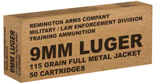 Remington Ammunition B9MM3 Overrun  9mm Luger 115 GR Full Metal Jacket (FMJ) 50 Bx/ 10 Cs
