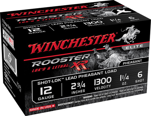 Winchester Ammo SRXR126 Rooster XR Shot-Lok 12 Gauge 2.75 1 1/4 oz 6 Shot 15 Bx/ 10 Cs
