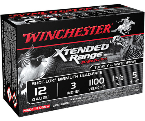 Winchester Ammo XRB1235 Xtended Range Bismuth Shot-Lok 12 Gauge 3 1 5/8 oz 5 Shot 10 Bx/ 10 Cs