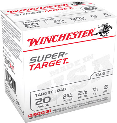 Winchester Ammo TRGT208 Super Target  20 Gauge 2.75 7/8 oz 8 Shot 25 Bx/ 10 Cs 1709