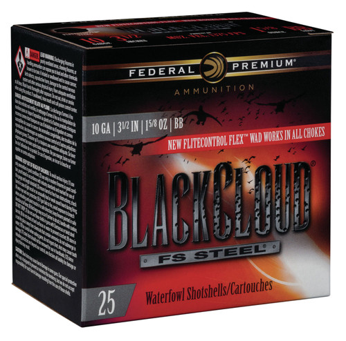 Federal PWBX107BB Black Cloud FS Steel 10 Gauge 3.5 1 5/8 oz BB Shot 25 Bx/ 10 Cs 708
