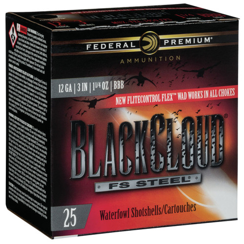 Federal PWBX142BBB Black Cloud FS Steel 12 Gauge 3 1 1/4 oz BBB Shot 25 Bx/ 10 Cs 6017