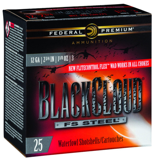 Federal PWBX1473 Black Cloud FS Steel 12 Gauge 2.75 1 1/8 oz 3 Shot 25 Bx/ 10 Cs 7214