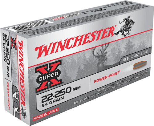 Winchester Ammo X222502 Super-X  22-250 Remington 64 GR Power-Point (PP) 20 Bx/ 10 Cs