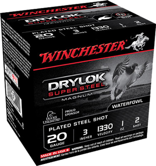 Winchester Ammo XSM2032 Drylock Super Steel Magnum 20 Gauge 3 1 oz 2 Shot 25 Bx/ 10 Cs 9174