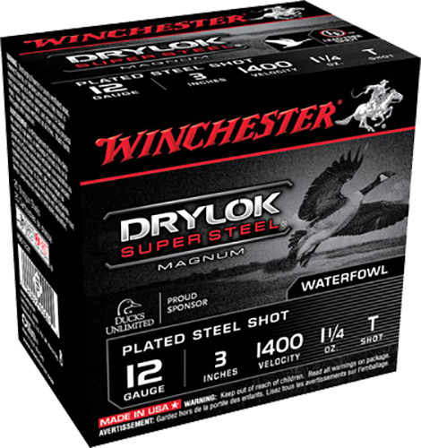 Winchester Ammo XSC123T Drylock Super Steel Magnum 12 Gauge 3 1 1/4 oz T Shot 25 Bx/ 10 Cs 5416
