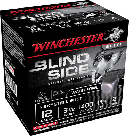 Winchester Ammo SBS12L2 Blindside  12 Gauge 3.5 1 5/8 oz 2 Shot 25 Bx/ 10 Cs 9504