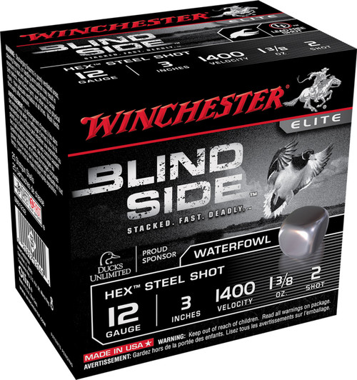 Winchester Ammo SBS1232 Blindside  12 Gauge 3 1 3/8 oz 2 Shot 25 Bx/ 10 Cs 3898