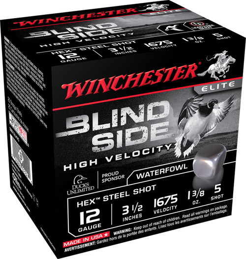 Winchester Ammo SBS12LHV5 Blindside High Velocity 12 Gauge 3.5 1 3/8 oz 5 Shot 25 Bx/ 10 Cs 3377