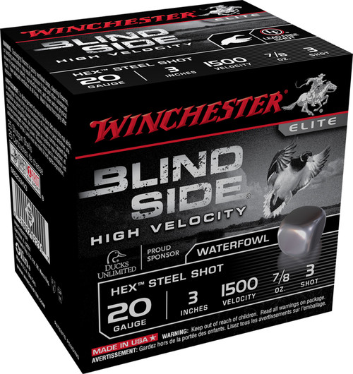 Winchester Ammo SBS203HV3 Blindside High Velocity 20 Gauge 3 7/8 oz 3 Shot 25 Bx/ 10 Cs 9308