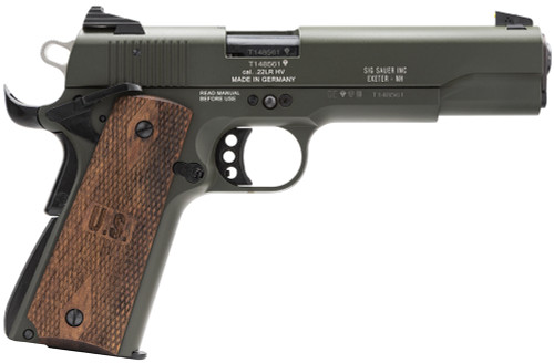 Sig Sauer 191122OD 1911 Single 22LR 5 10+1 Contrast Sights Rosewood Grip OD