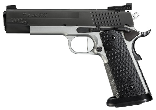 Sig Sauer 191145MAXM 1911 Full Size MAX 45 ACP Single 5 8+1 Black Hogue Custom G10 Grip Black Nitron Stainless Steel Slide