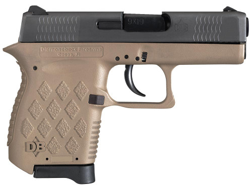 Diamondback DB9FDE DB9 Micro-Compact Double 9mm Luger 3 6+1 Flat Dark Earth Polymer Grip/Frame Grip Black